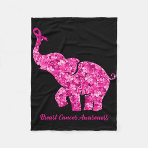 Elefant mit Blume Brustkrebs-Bewusstsein Ribbo Fleecedecke