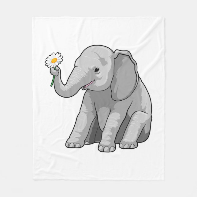 Elefant mit Blume Fleecedecke (Vorderseite)