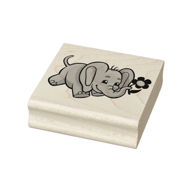 Elefant mit Blume Gummistempel (Stempel)