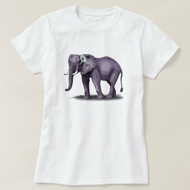 Elefant mit Blume T-Shirt (Design vorne)