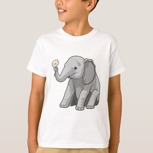 Elefant mit Blume T-Shirt (Vorderseite)