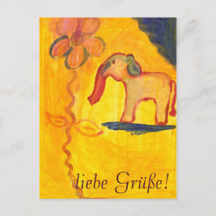 elefant mit blume von Lola Mono Postkarte
