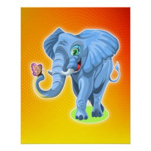 Elefant mit Butterfly-Foto drucken Poster