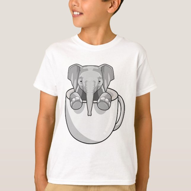 Elefant mit Cup T-Shirt (Vorderseite)