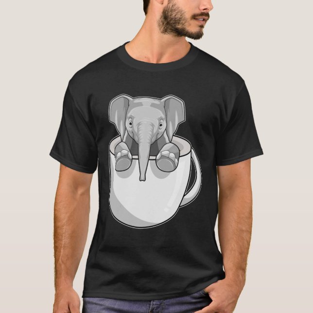 Elefant mit Cup T-Shirt (Vorderseite)