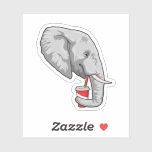 Elefant mit Drink Aufkleber