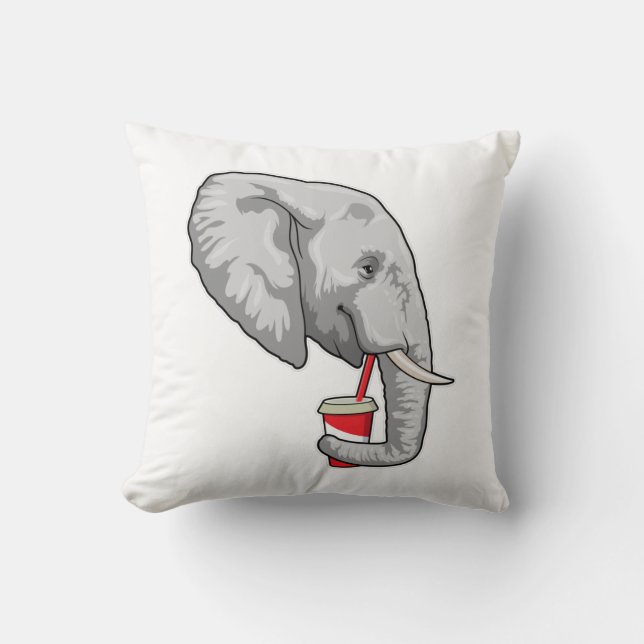 Elefant mit Drink Kissen (Vorderseite)