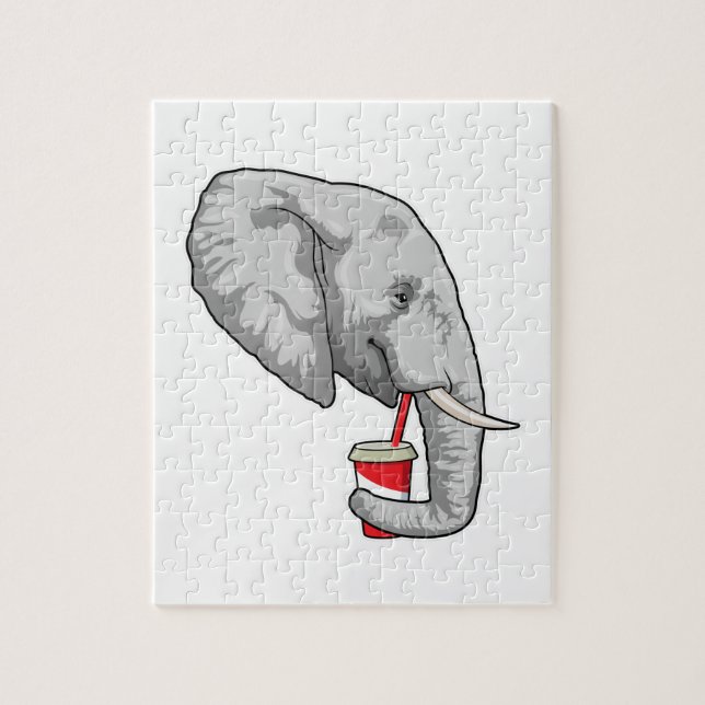 Elefant mit Drink Puzzle (Vertikal)