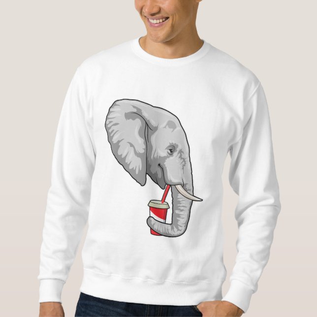 Elefant mit Drink Sweatshirt (Vorderseite)
