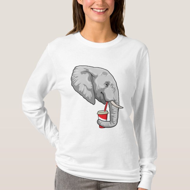 Elefant mit Drink T-Shirt (Vorderseite)