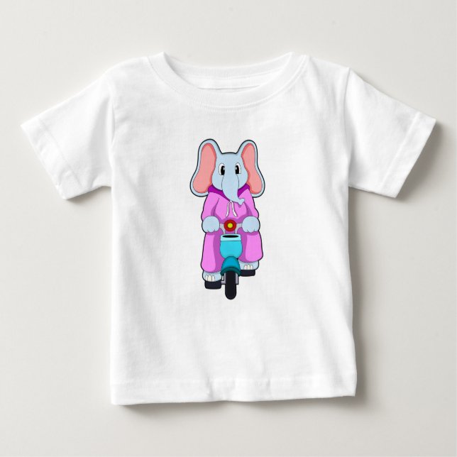 Elefant mit Fahrrad Baby T-shirt (Vorderseite)