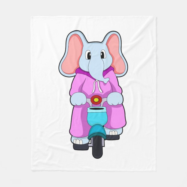 Elefant mit Fahrrad Fleecedecke (Vorderseite)