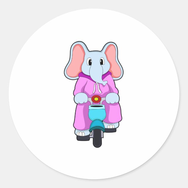 Elefant mit Fahrrad Runder Aufkleber (Vorderseite)