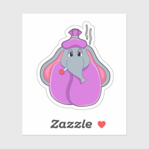 Elefant mit Fieberthermometer Aufkleber