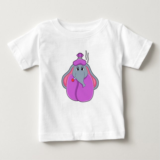 Elefant mit Fieberthermometer Baby T-shirt (Vorderseite)