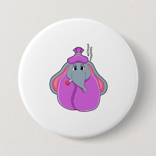 Elefant mit Fieberthermometer Button