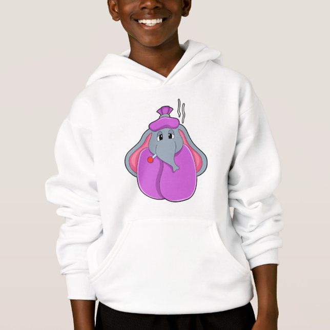 Elefant mit Fieberthermometer Hoodie (Vorderseite)