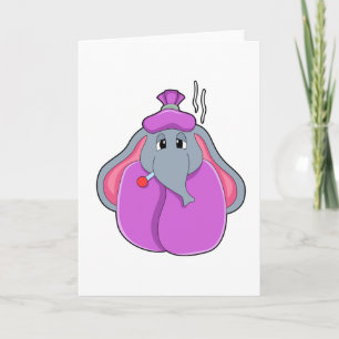 Elefant mit Fieberthermometer Karte