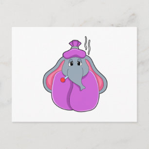 Elefant mit Fieberthermometer Postkarte