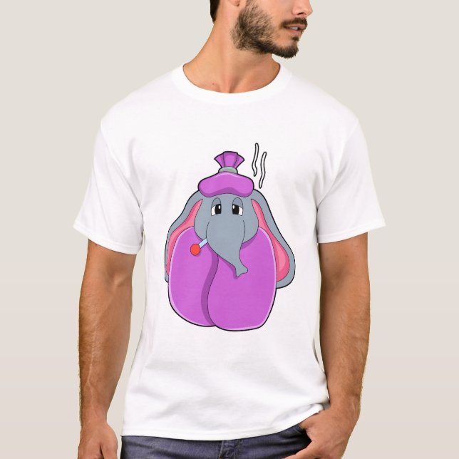Elefant mit Fieberthermometer T-Shirt (Vorderseite)