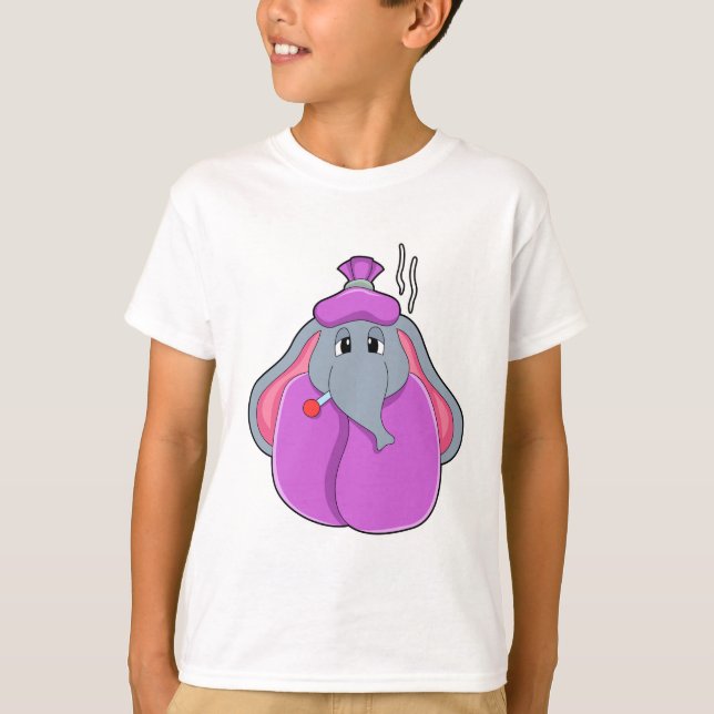 Elefant mit Fieberthermometer T-Shirt (Vorderseite)