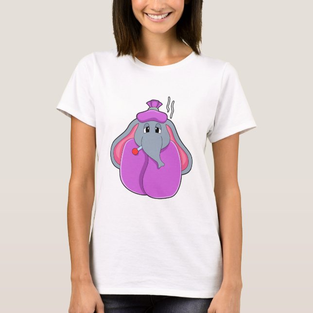 Elefant mit Fieberthermometer T-Shirt (Vorderseite)