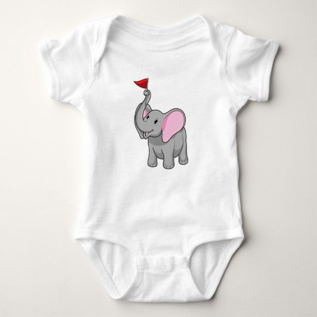 Elefant mit Flagge Baby Strampler (Vorderseite)
