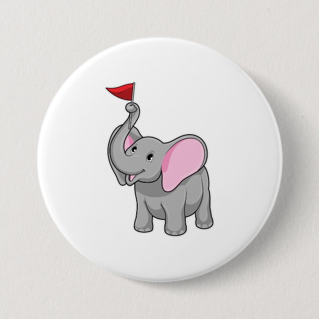 Elefant mit Flagge Button (Vorderseite)
