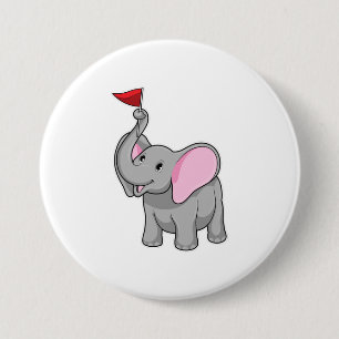 Elefant mit Flagge Button