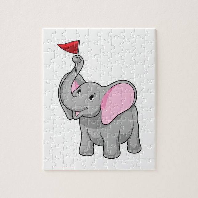 Elefant mit Flagge Puzzle (Vertikal)