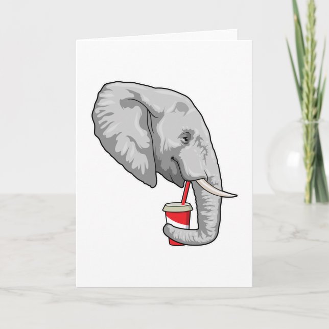 Elefant mit Getränk Karte (Vorderseite)