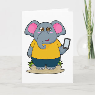 Elefant mit Handy Karte