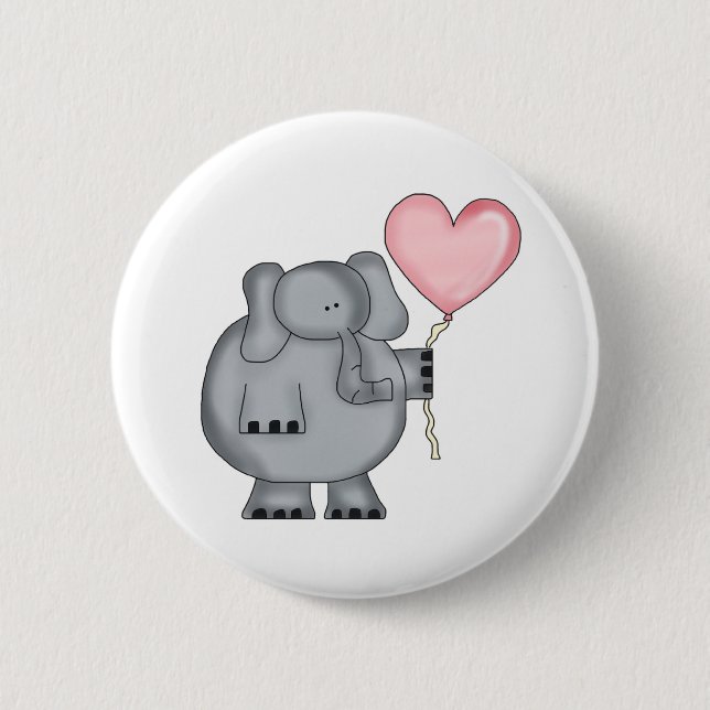 Elefant mit Herz-Ballon Button (Vorderseite)
