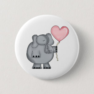 Elefant mit Herz-Ballon Button