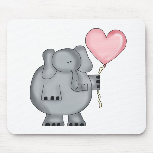 Elefant mit Herz-Ballon Mousepad (Vorne)
