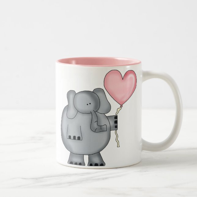 Elefant mit Herz-Ballon Zweifarbige Tasse (Rechts)