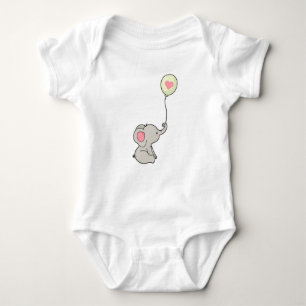 Elefant mit Herz in Ballon Baby Strampler