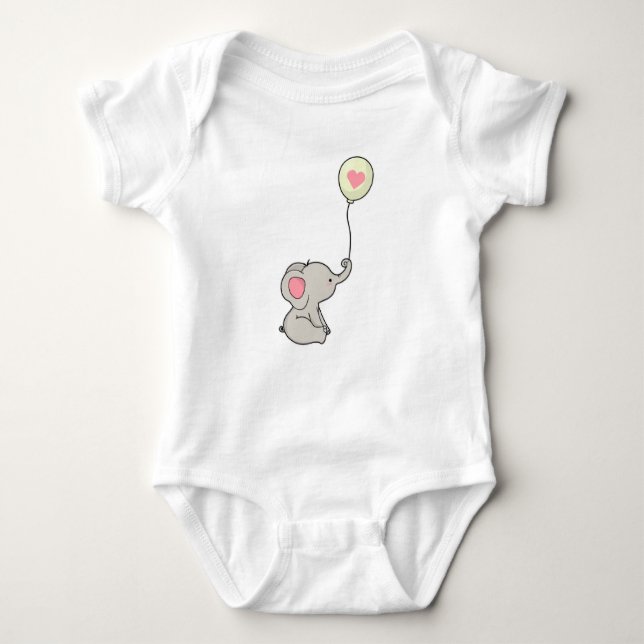 Elefant mit Herz in Ballon Baby Strampler (Vorderseite)
