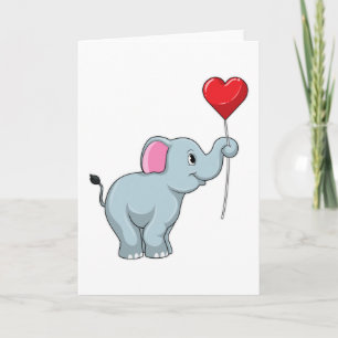 Elefant mit Herzballon Karte
