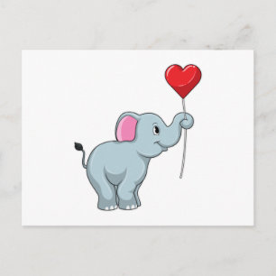 Elefant mit Herzballon Postkarte