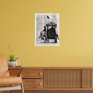 Elefant mit Howdah-Wörterbuch-Kunst Poster