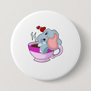 Elefant mit Kaffee-Cup Button