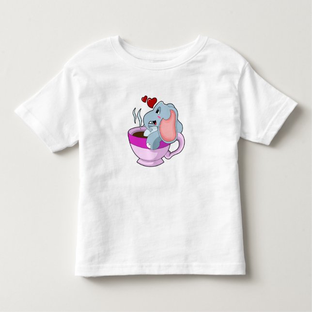 Elefant mit Kaffee-Cup Kleinkind T-shirt (Vorderseite)