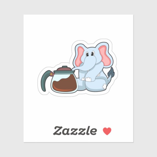 Elefant mit Kaffeekanne Aufkleber (Blatt)