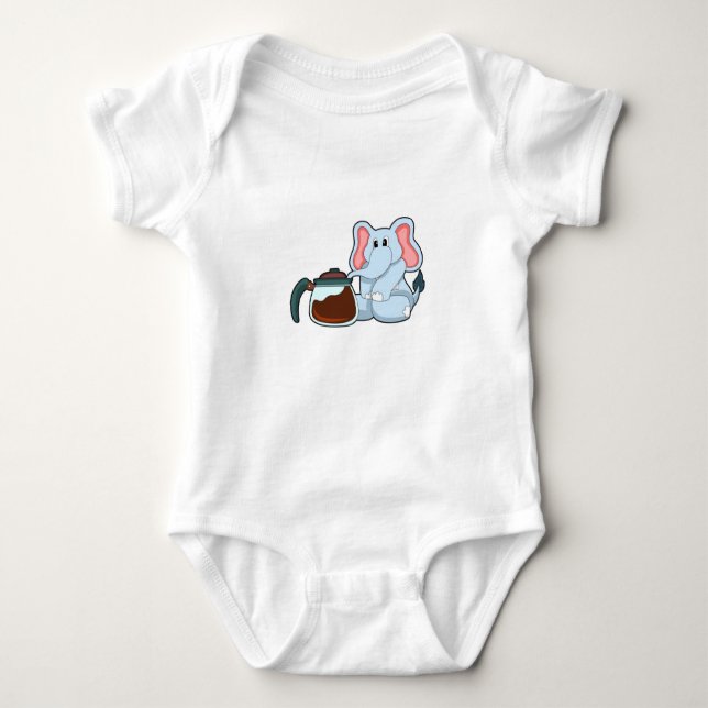 Elefant mit Kaffeekanne Baby Strampler (Vorderseite)