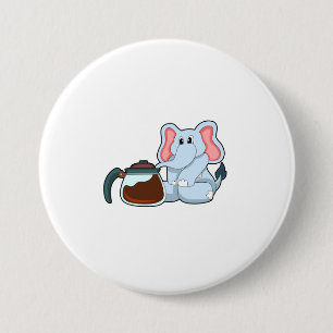 Elefant mit Kaffeekanne Button