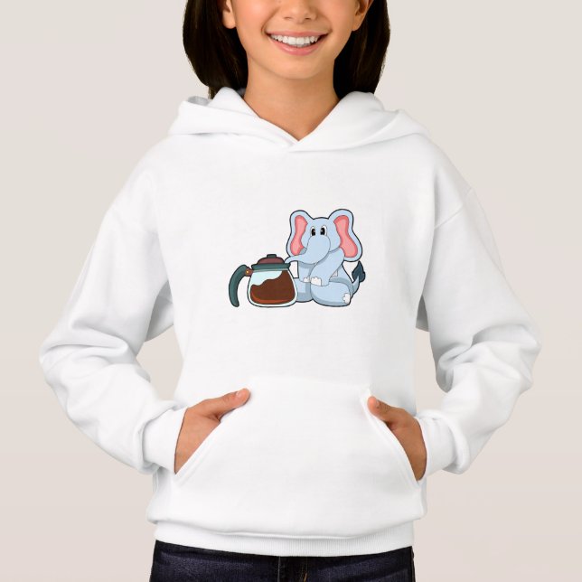Elefant mit Kaffeekanne Hoodie (Vorderseite)