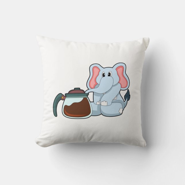 Elefant mit Kaffeekanne Kissen (Vorderseite)