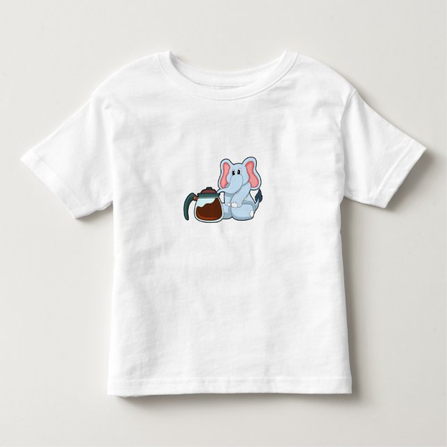 Elefant mit Kaffeekanne Kleinkind T-shirt (Vorderseite)