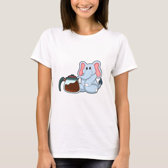 Elefant mit Kaffeekanne T-Shirt (Vorderseite)